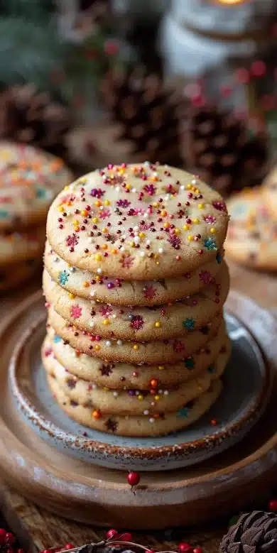 Baking delicious drop sugar cookies on a baking sheet.