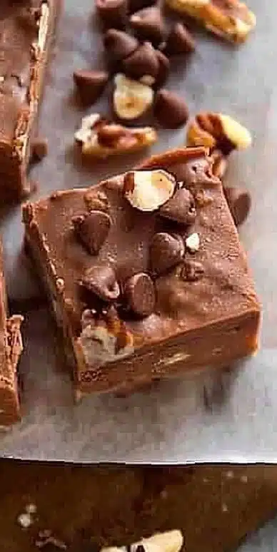 Delicious homemade Fantasy Fudge on a decorative plate