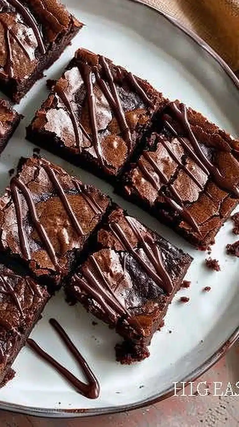 Delicious flourless Greek yogurt brownies on a white plate