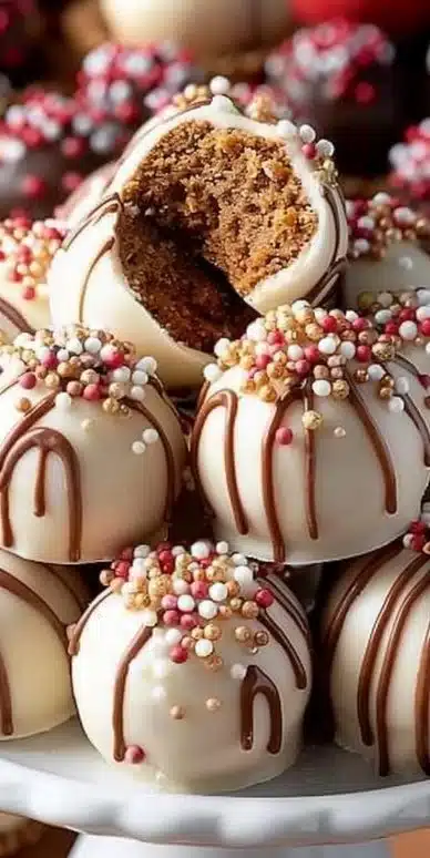 Delicious homemade Gingerbread Truffles decorated for the holidays