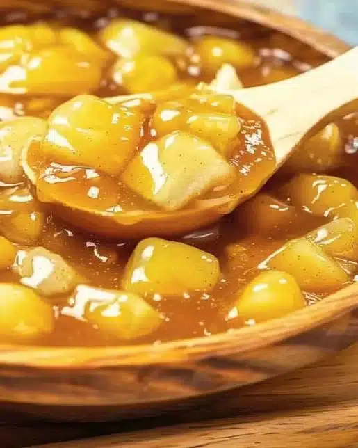 Homemade apple pie filling made from fresh apples and spices