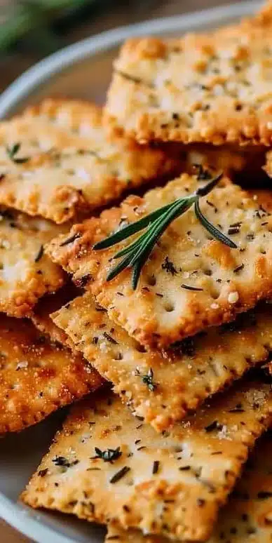 Homemade Parmesan Rosemary Crackers fresh from the oven