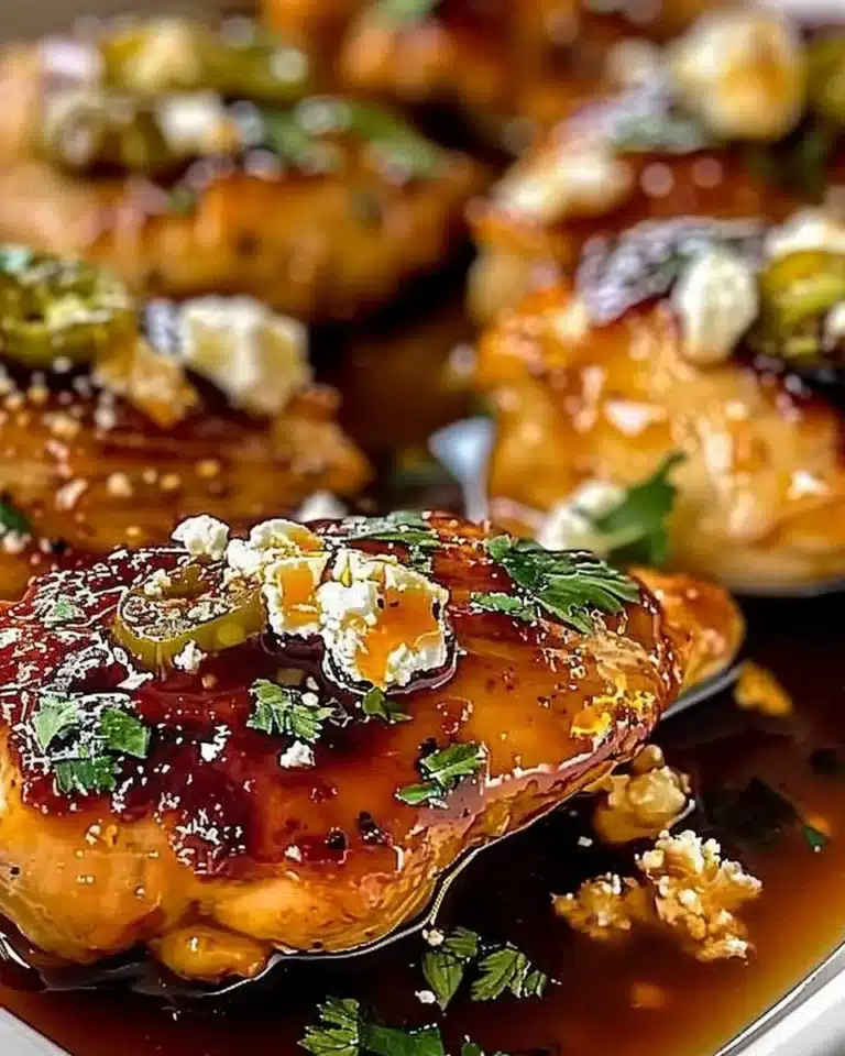 Hot Honey Feta Chicken dish garnished with herbs