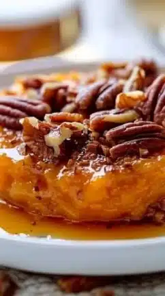 Maple Pecan Sweet Potato Casserole, a creamy and buttery holiday dish