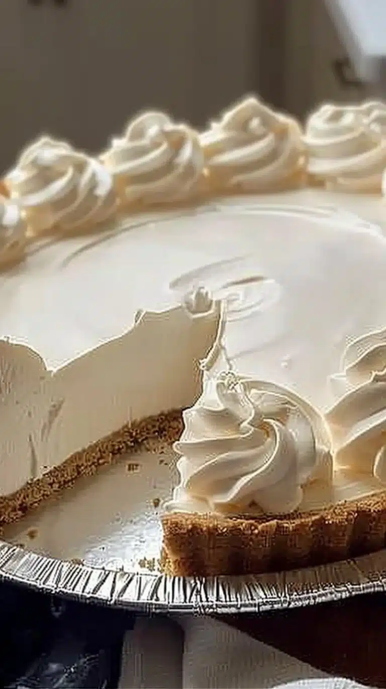 Marshmallow Whip Cheesecake topped with creamy marshmallow frosting