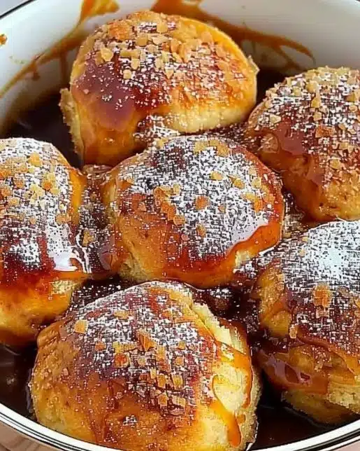 Delicious caramel apple pie bombs, featuring a sweet caramel glaze.