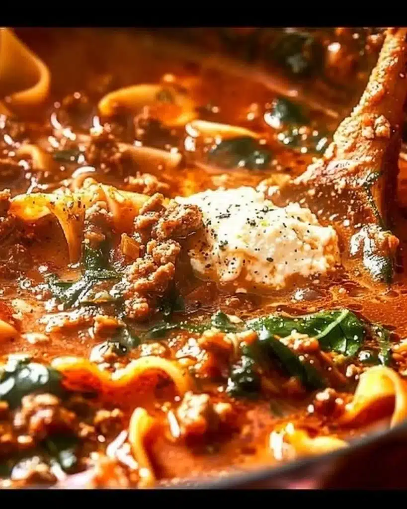 Mouthwatering One Pot Lasagna Soup