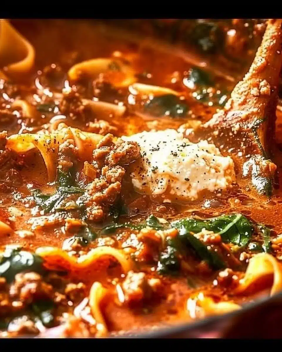 Mouthwatering One Pot Lasagna Soup