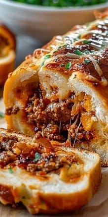 Irresistible Cheesy Beef Garbage Bread – So Easy & Delicious!