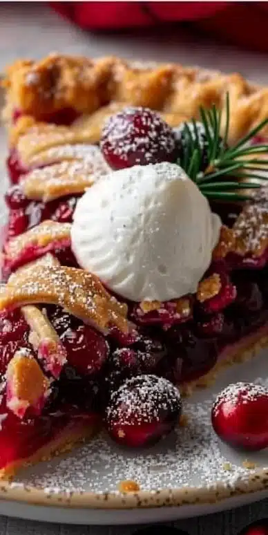Nantucket Holiday Cranberry Pie with a flaky crust and vibrant cranberry filling