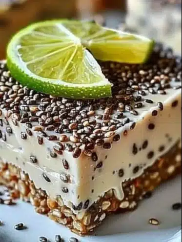 No-bake chia pudding bars topped with fresh fruit for a healthy snack