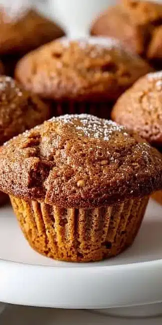 Oat flour gingerbread pumpkin muffins fresh out of the oven