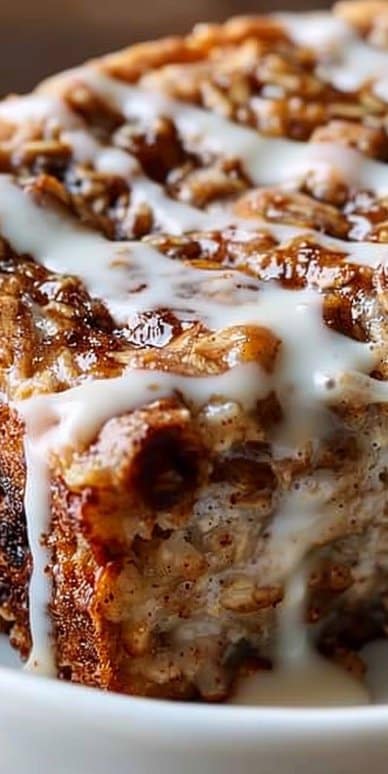 High Protein Cinnamon Roll Baked Oatmeal