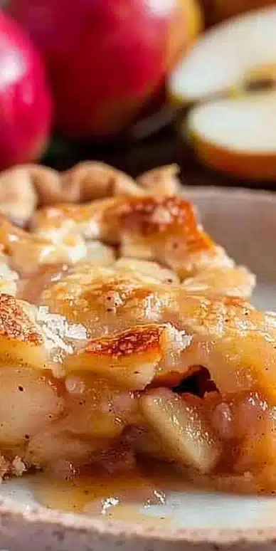 Homemade pear pie showcasing golden crust and fresh pear filling