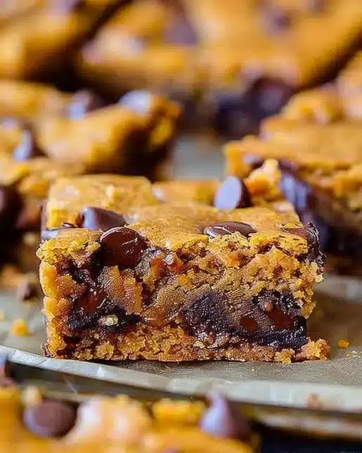 Delicious Pumpkin Chocolate Chip Bars with chocolate chips and autumn spices