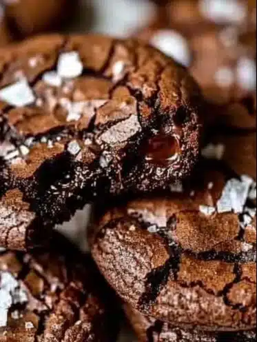 Delicious salted brownie cookies with a rich chocolate flavor and a sprinkle of sea salt.