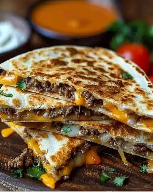 Delicious Smashburger Quesadillas with melted cheese and crispy tortilla