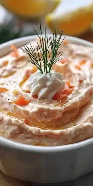 Delicious smoked salmon mousse served as an elegant holiday appetizer