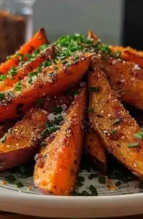Crispy smoky sweet potato wedges seasoned to perfection