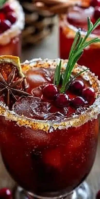 Spiced Christmas Margarita mocktail served in a festive glass with garnishes