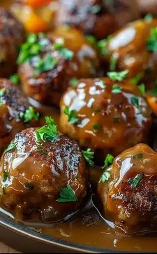 Delicious stuffed meatballs served in rich Guinness gravy