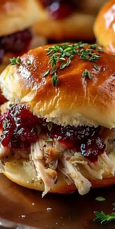 Delicious Turkey Cranberry Sliders served on a platter