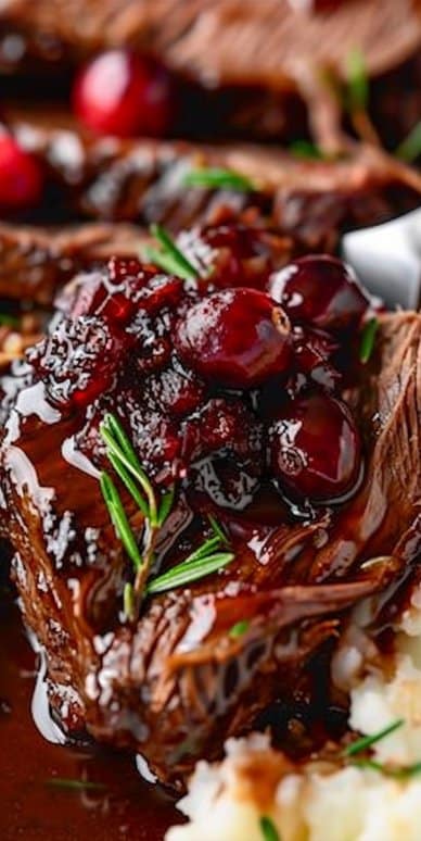 Slow Braised Beef Roast With Cranberry Balsamic Glaze