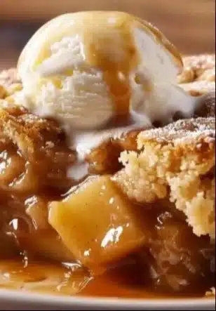 Warm Caramel Apple Dump Cake with a Buttery Crust