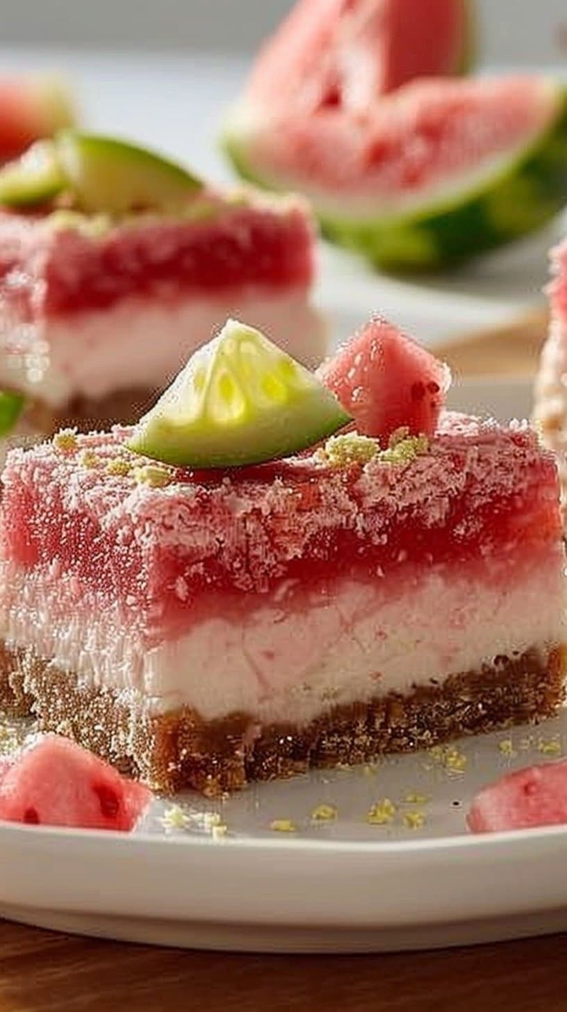 Watermelon Cheesecake Bars