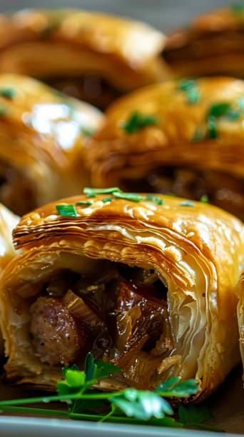 Savory French Onion Sausage Rolls: Golden, Flaky, and Packed with Caramelized Flavor