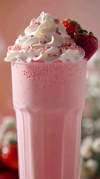 Santa's Strawberry Milk with Whipped Cream Hats