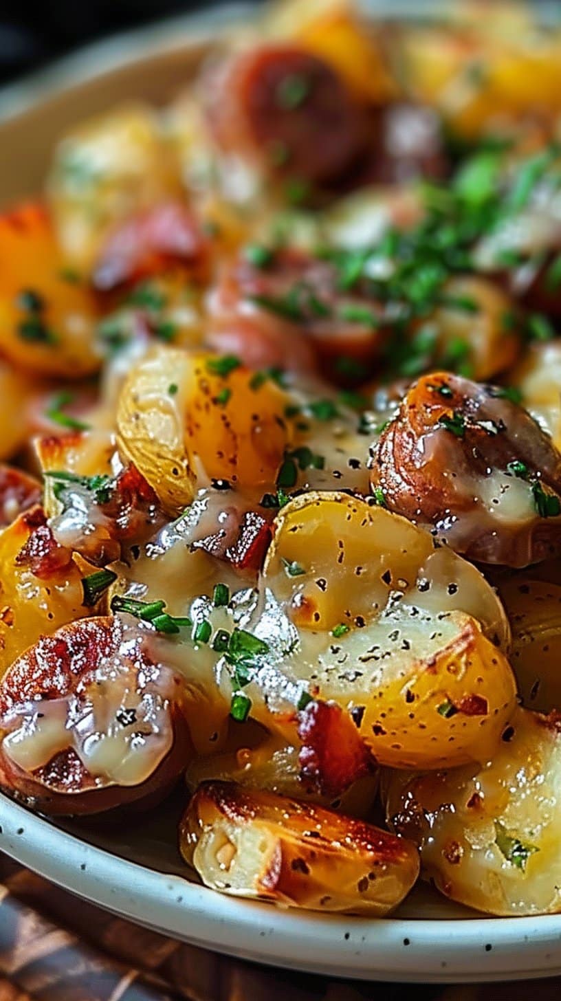Cheesy Ranch Potatoes and Smoked Sausage