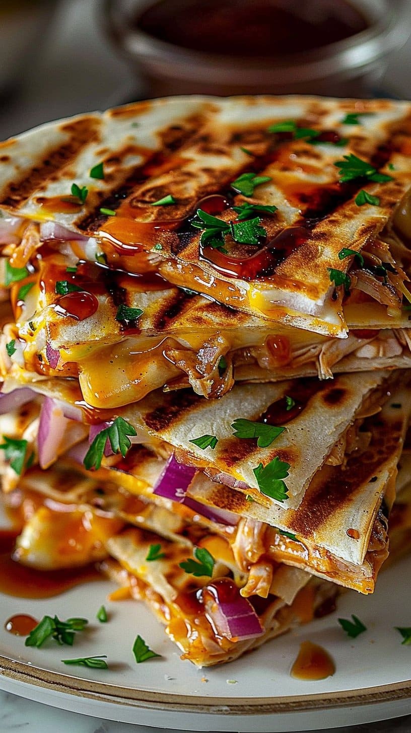 Hot Honey BBQ Chicken Quesadillas