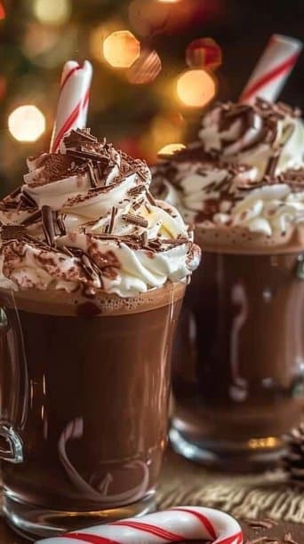 Candy Cane Hot Cocoa with Peppermint Swirl