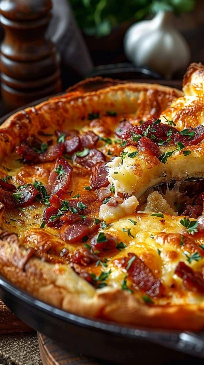Savory Cheddar Beef Bacon Dutch Baby Recipe