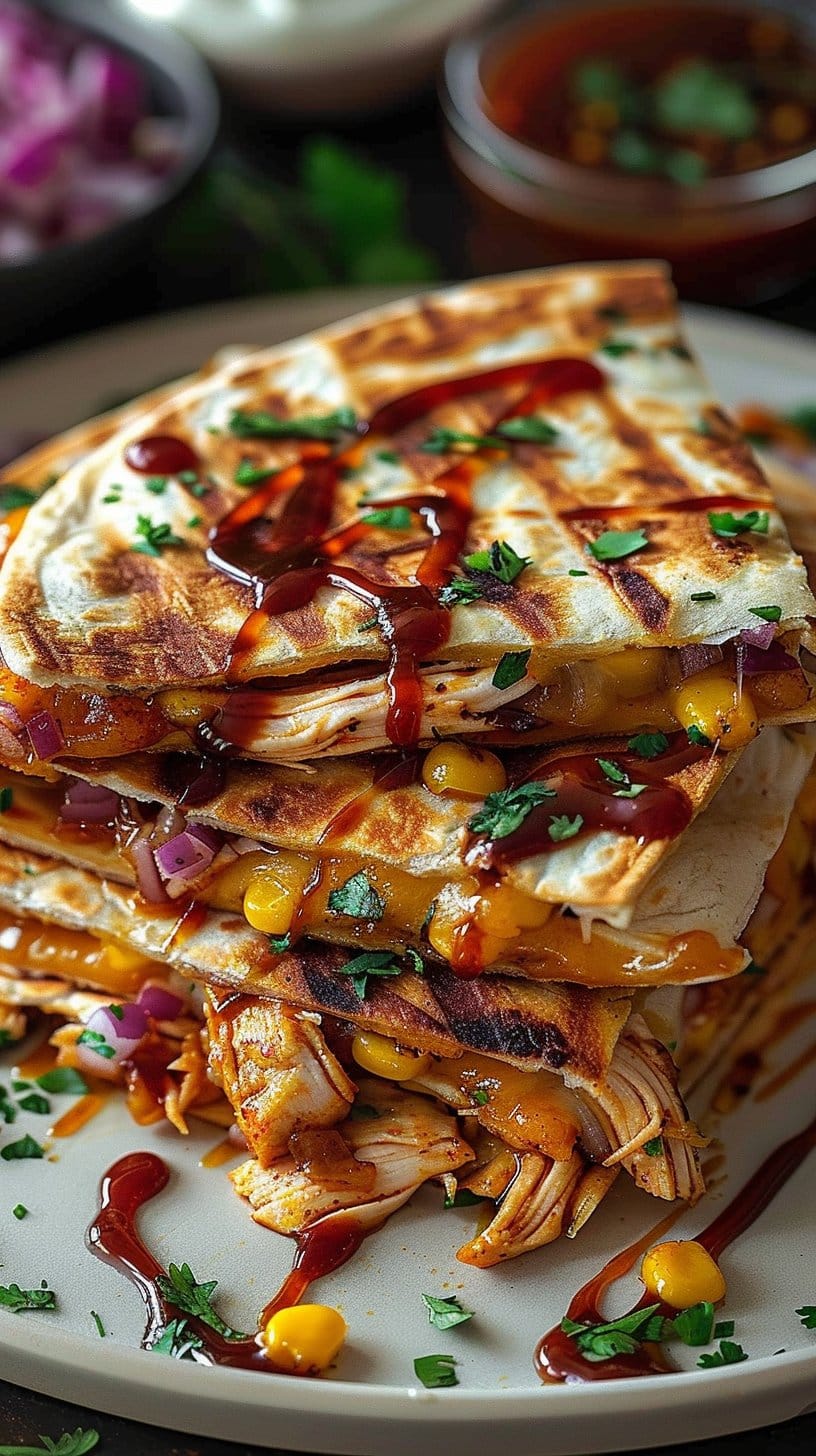 Hot Honey BBQ Chicken Quesadillas