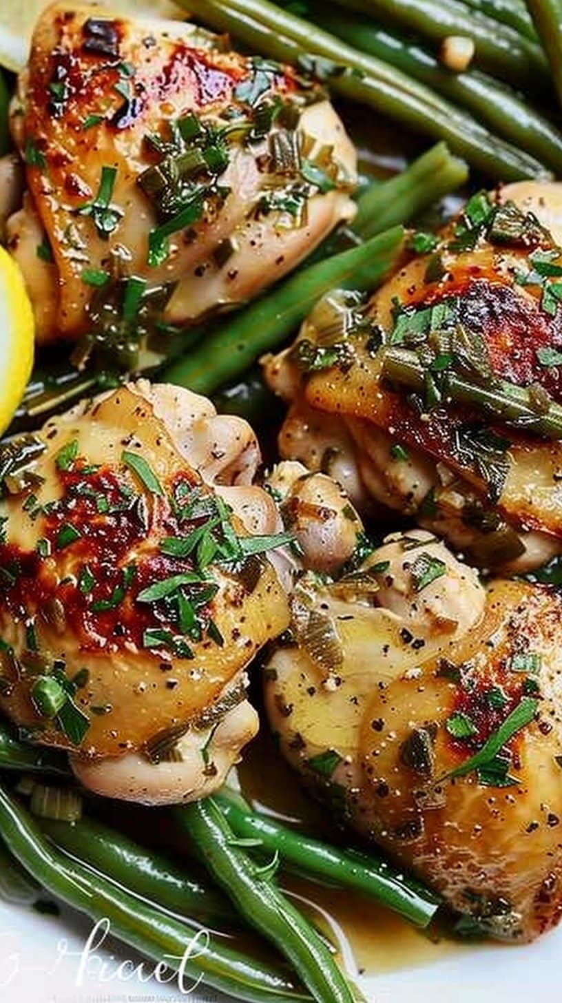 Lemon Garlic Butter Thighs And Green Beans Skillet