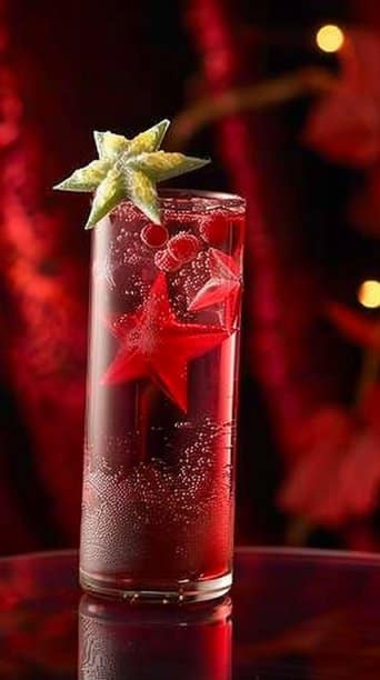 Twinkling Cranberry Sparkler with Star Fruit Garnish