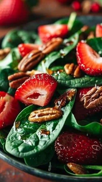 Spinach, Strawberry, and Pecan Salad with Holiday Flair