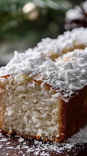 Coconut Snowflake Loaf with Powdered Sugar Dusting