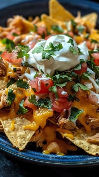 Crockpot Creamy Chicken Nachos