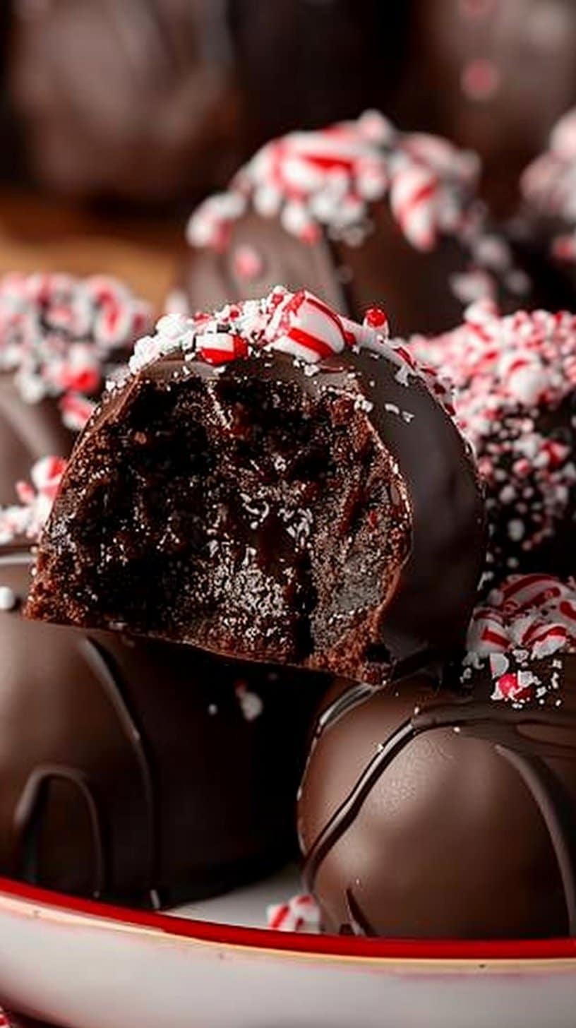 Peppermint Brownie Truffles