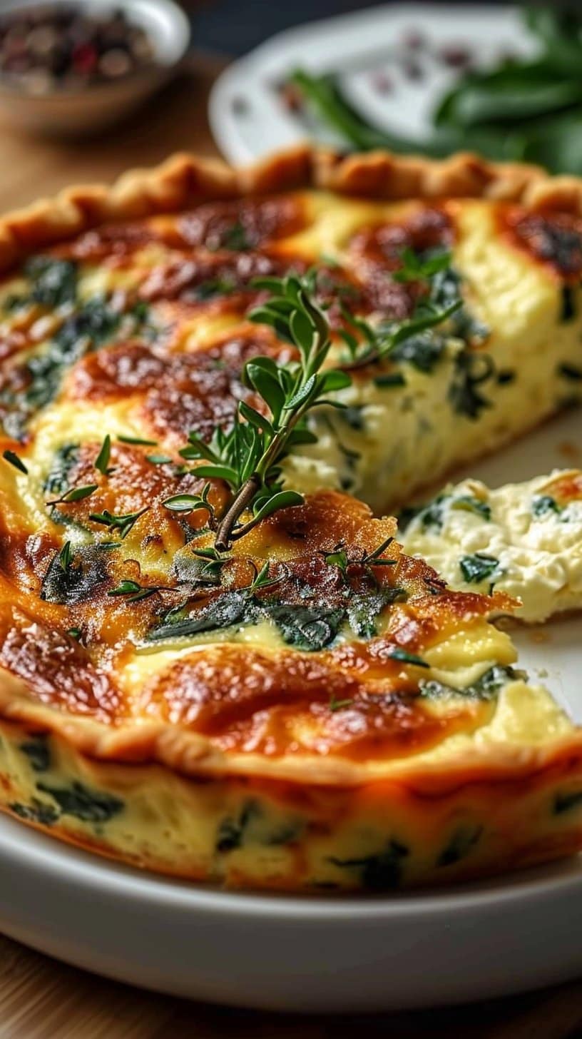 Cottage Cheese and Spinach Crustless Quiche