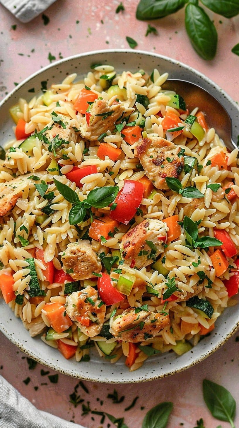 Boursin Orzo Bake With Chicken And Veggies