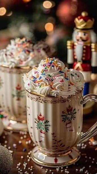 Nutcracker’s Hot White Chocolate with Sprinkles
