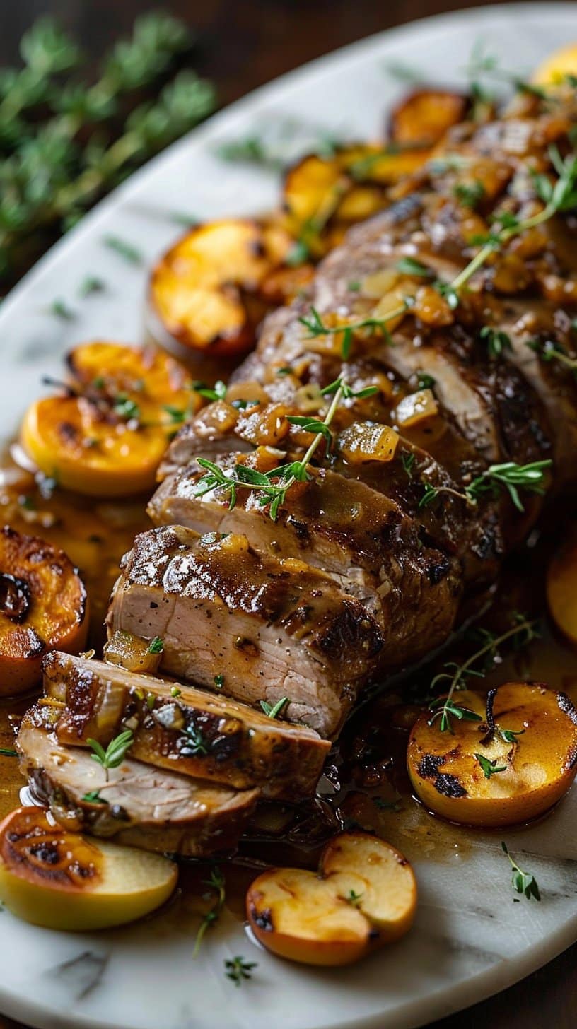 Stuffed Beef Tenderloin With Apple Bourbon Gravy