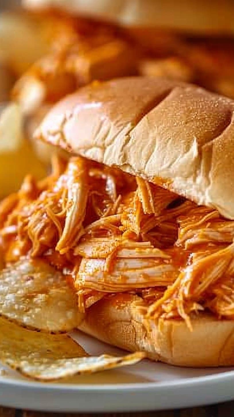 Slow Cooker Buffalo Chicken Sandwiches