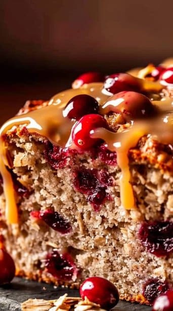 Cranberry Ginger Oat Loaf with Honey Glaze