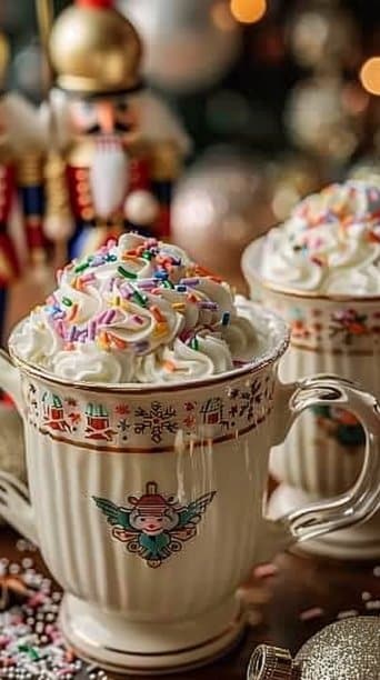Nutcracker’s Hot White Chocolate with Sprinkles