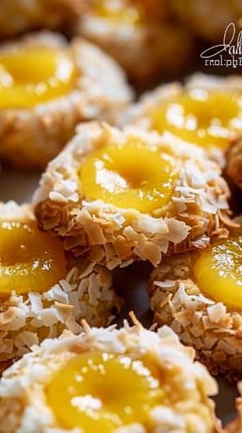 Hawaiian Pineapple Coconut Thumbprint Cookies